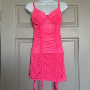 🔥 JUST SEXY LINGERIE Elegant Pink Lace Trim Chemise